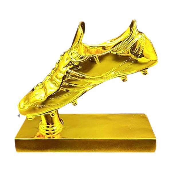 ゴールデンブーツサッカートロフィー像樹脂トロフィーオフィスホームデコレーションエントランスゴールドベース