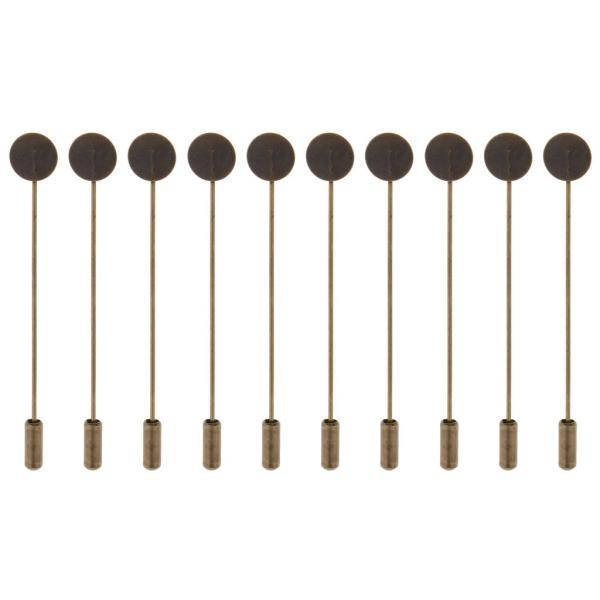 10本セット 丸皿 ハットピン ブローチピン アクセサリーパーツ 金具 