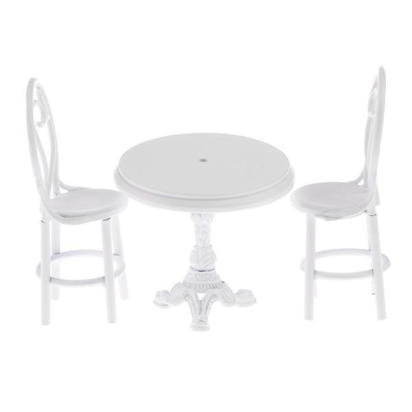 1/12 ドールハウス ミニチュア家具 ホワイト ダイニングテーブル 椅子