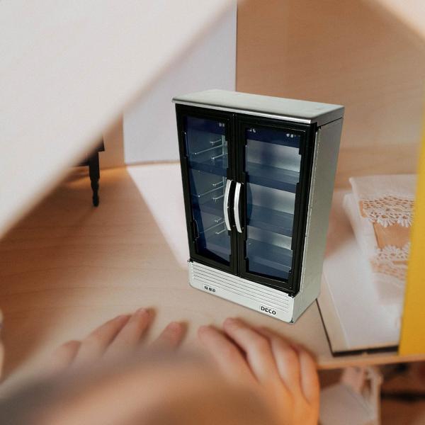 ドールハウス ダブルドア冷蔵庫 ドールハウス家具 工芸品 装飾 マイクロシーン DIYプロジェクト 写真撮影用小道具