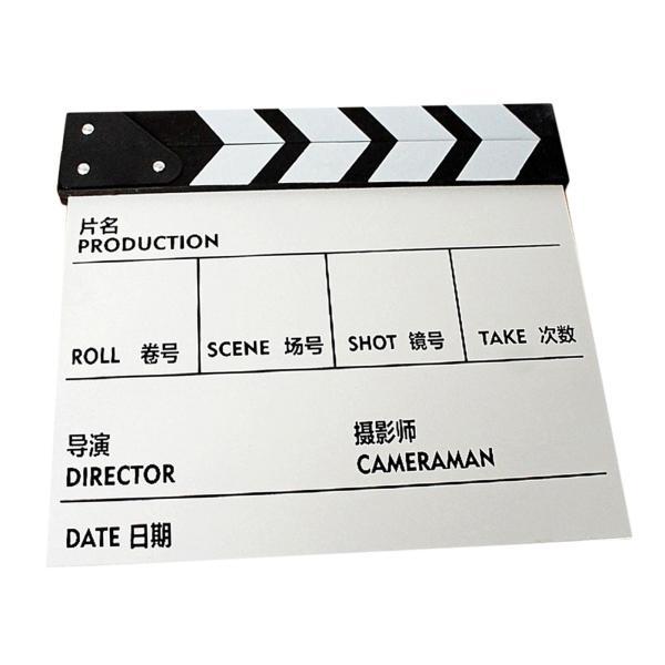 ムービー フィルム クラップ ボード クラッパー ボード フィルム スレート ミニ テレビ番組用 チャイニーズ ホワイト