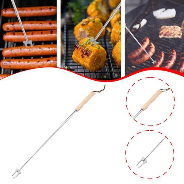 ホットドッグローストスティック チキンウィング串 伸縮式ロングステンレススチール 頑丈 ポータブル スモアスティック バーベキューフォーク