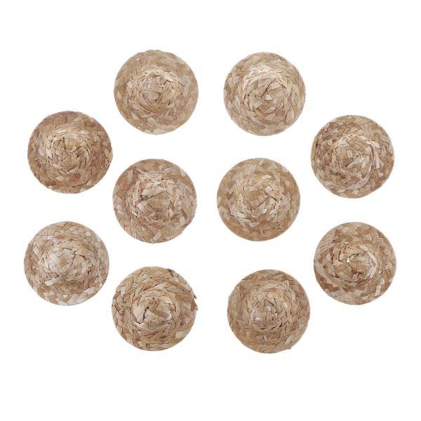 説明:10個ヴィンテージラウンドボウラー手編み麦わら帽子ミニドールハットキャップStrawhatDiyジュエリーアクセサリークラフトドール服Accs.帽子エレガントクラシックフォーマルキャップ.人形頭飾りコツメ服服の装飾サロンブライス人形や...