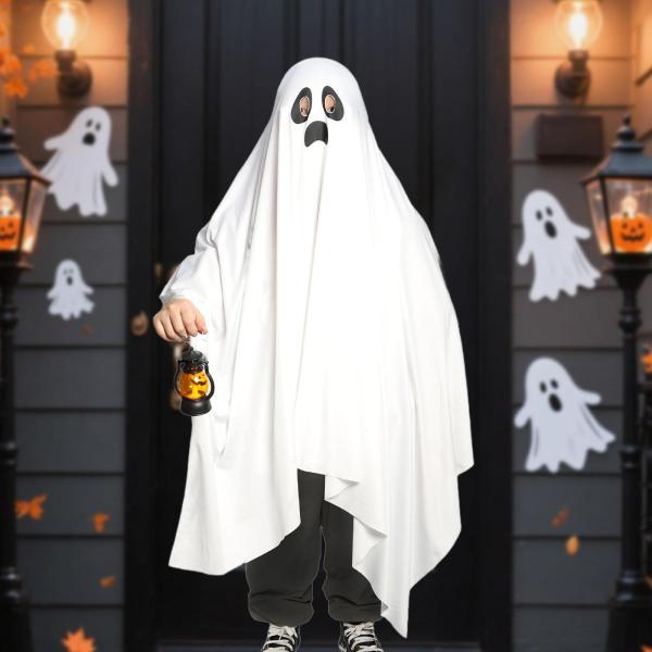 ハロウィン ゴーストコスチューム 漫画 不気味 テーマパーティー フェスティバル 写真撮影用小道具 L ホワイト