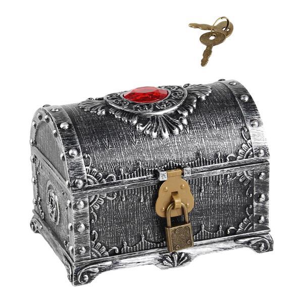 海賊宝箱子供装飾小道具宝物コレクション収納ボックス古代シルバー