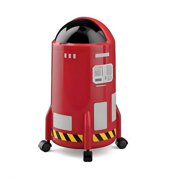 宇宙船型ゴミ箱 独創的なデザイン スライド式蓋付き 大容量 蓋付きゴミ箱 子供部屋、リビングルーム、寝室、プレイルーム用 赤