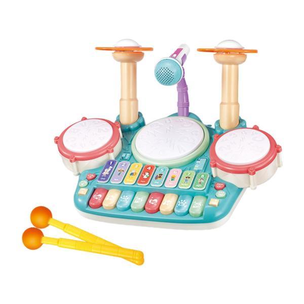 子供用ドラムおもちゃ マイク付き 電子ピアノとドラムセット 幼児向け