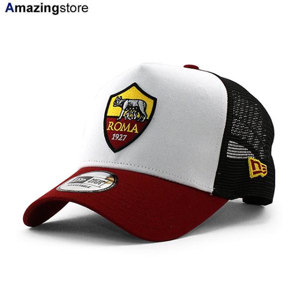 ニューエラ メッシュキャップ ASローマ SERIA A E-FRAME TRUCKER MESH CAP WHITE RED BLACK NEW ERA AS ROMA