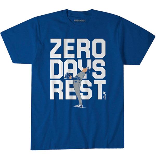 山本由伸モデル 海外取寄 ロサンゼルス ドジャース Tシャツ ZERO DAYS REST T-SHIRT ROYAL BLUE BREAKINGT LOS ANGELES DODGERS YOSHINOBU YAMAMOTO