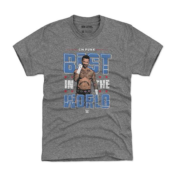 CMパンクモデル 海外取寄 WWE Tシャツ 500 LEVEL GRITTY TRI-BLEND T-SHIRT GRAY CM PUNK