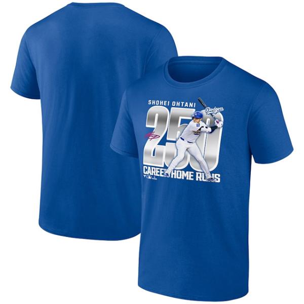 大谷翔平メジャー通算250号本塁打記念モデル 海外取寄 記念Tシャツ ロサンゼルス ドジャース MLB 250 HOME RUN T-SHIRT ROYAL BLUE