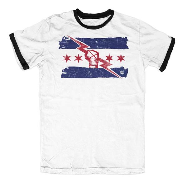 CMパンクモデル 海外取寄 WWE AUTHENTIC Tシャツ BEST IN THE WORLD NEW YORK RINGER T-SHIRT WHITE CM PUNK