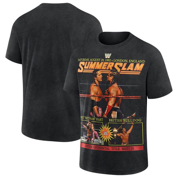 ブレット ハート vs ブリティッシュ ブルドッグモデル 海外取寄 WWE AUTHENTIC Tシャツ SUMMERSLAM 1992 T-SHIRT BLACK BRET HART BRITISH BULLDOG