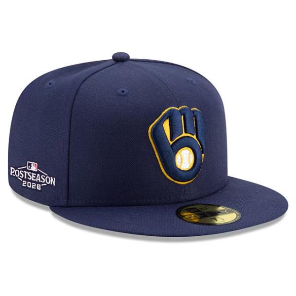2026 ポストシーズンモデル ニューエラ キャップ 59FIFTY ミルウォーキー ブルワーズ MLB POSTSEASON HOME AUTHENTIC COLLECTION FITTED CAP NAVY