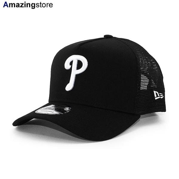 ニューエラ メッシュキャップ 9FORTY フィラデルフィア フィリーズ MLB A-FRAME TRUCKER MESH CAP BLACK NEW ERA PHILADELPHIA PHILLIES トラッカーキャップ