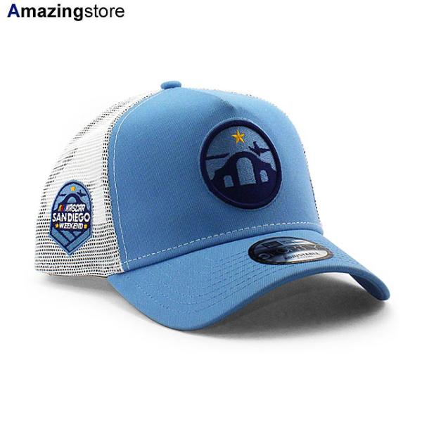ニューエラ メッシュキャップ 9FORTY ナスカー サンディエゴ ウィークエンド RACE THE BASE A-FRAME TRUCKER MESH CAP BLUE NEW ERA NASCAR SAN DIEGO WEEKEND