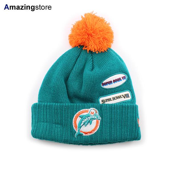 ニューエラ ニットキャップ ビーニー マイアミ ドルフィンズ NFL SUPER BOWL PATCHES KNIT CAP BEANIE AQUA NEW ERA MIAMI DOLPHINS