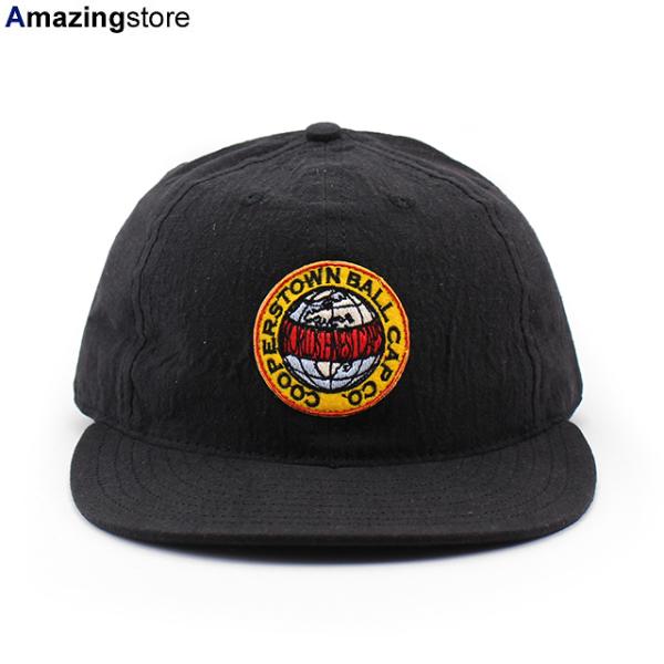 クーパーズタウンボールキャップ LINEN COTTON PATCH STRAPBACK CAP BLACK COOPERSTOWN BALL CAP