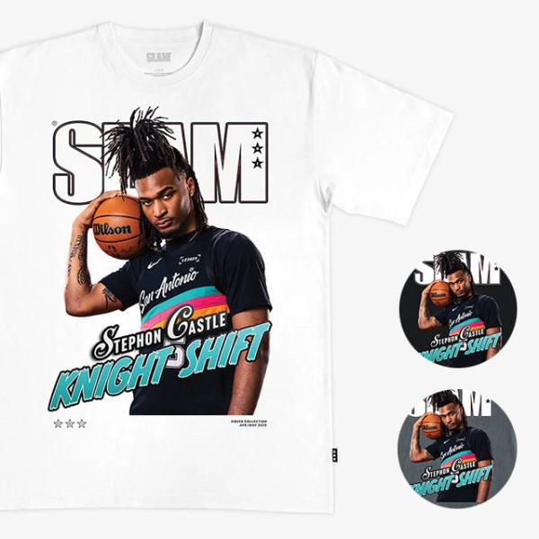ステフォン キャッスルモデル スラム サンアントニオ スパーズ Tシャツ 海外取寄 2026 SLAM COVER T-SHIRT SAN ANTONIO SPURS STEPHON CASTLE