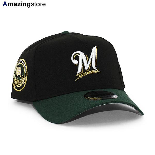 EU限定 ニューエラ キャップ 9FORTY スナップバック ミルウォーキー ブルワーズ MLB 25TH A-FRAME SNAPBACK CAP BLACK GREEN NEW ERA MILWAUKEE BREWERS