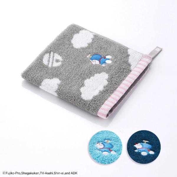 ドラえもん ハンドタオル ウォッシュタオル ループ付き MiRAi 雲 空柄 DORAEMON 綿 コットン キャラクター 手拭き グッズ