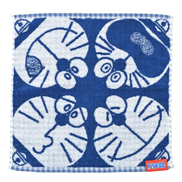 ドラえもん ウォッシュタオル ジャガードゲストタオル ハンドタオル ギンガム ブルー Doraemon キャラクター グッズ