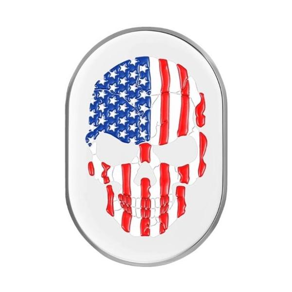 アンテナカバー Mirror polish w/ American flag skull 右側 2017〜23年FLHRXS、2009〜13年FLTR/X/XS、2009〜23年FLHX/S