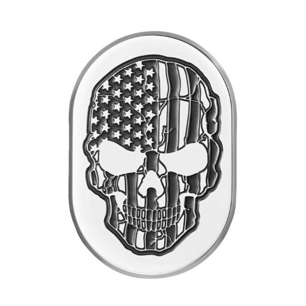 アンテナカバー Mirror polish w/ contrastcut American flag skull 右側 2017〜23年FLHRXS、2009〜13年FLTR/X/XS、2009〜23年FLHX/S