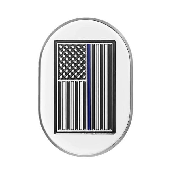 アンテナカバー Mirror polish w/thin blue line American flag 左側 2017〜23年FLHRXS、2009〜13年FLTR/X/XS、2009〜23年FLHX/S