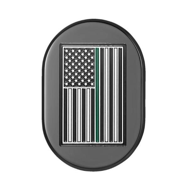 アンテナカバー Black w/thin green line American flag 左側 2017〜23年FLHRXS、2009〜13年FLTR/X/XS、2009〜23年FLHX/S