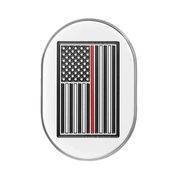 アンテナカバー Mirror polish w/thin red line American flag 左側 2017〜23年FLHRXS、2009〜13年FLTR/X/XS、2009〜23年FLHX/S