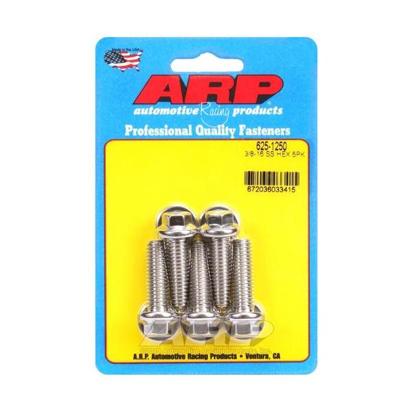 サイズ：3/8”-16 x 1-1/4”カラー：ステンレス ポリッシュ商品画像は5個ですが1個売りです。買い物かごの中で、ご希望の数量に変更してください。1個売り（ボルトx1、ワッシャーx1のセット）ARP300 Stainless Ste...