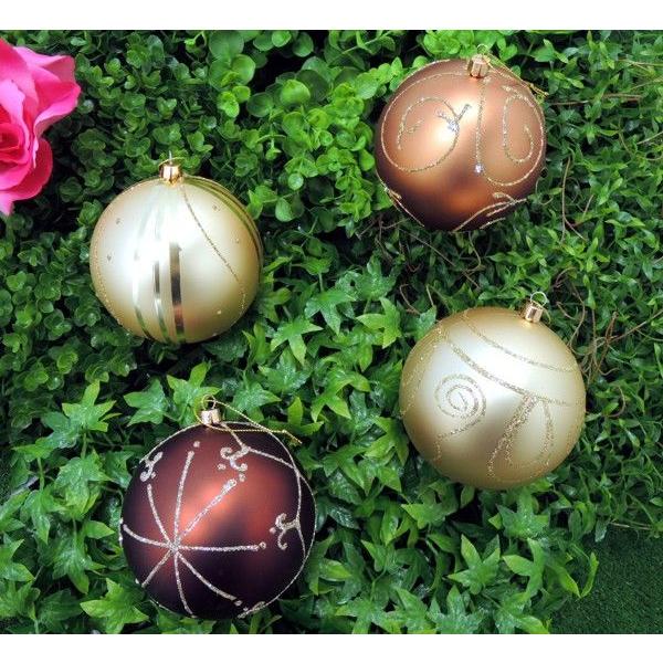 ラグジュアリーボール茶金4個入り クリスマスツリー 飾り ディスプレイ用品 ブラウンゴールド 100mm Ammgbk 造花観葉植物専門店ビワールデコ 通販 Yahoo ショッピング