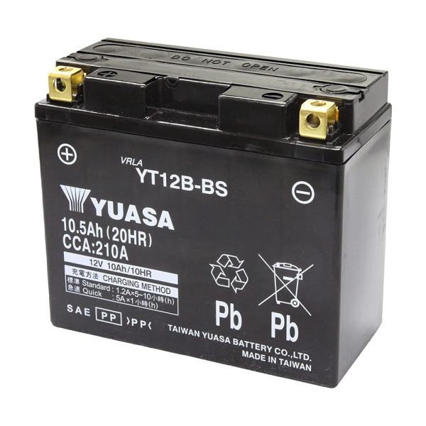 他サイト： YT12B-BS 台湾 ユアサ yuasa バイク バッテリー （ 液入り充電済 ） オートバイ YT12B-BS 互換 PL保険 傾斜搭載不可 横置き不可の商品画像