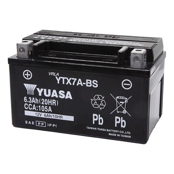 他サイト： YTX7A-BS 台湾 ユアサ yuasa バイク バッテリー （ 液入り充電済 ） オートバイ YTX7A-BS 互換 PL保険 傾斜搭載不可 横置き不可の商品画像