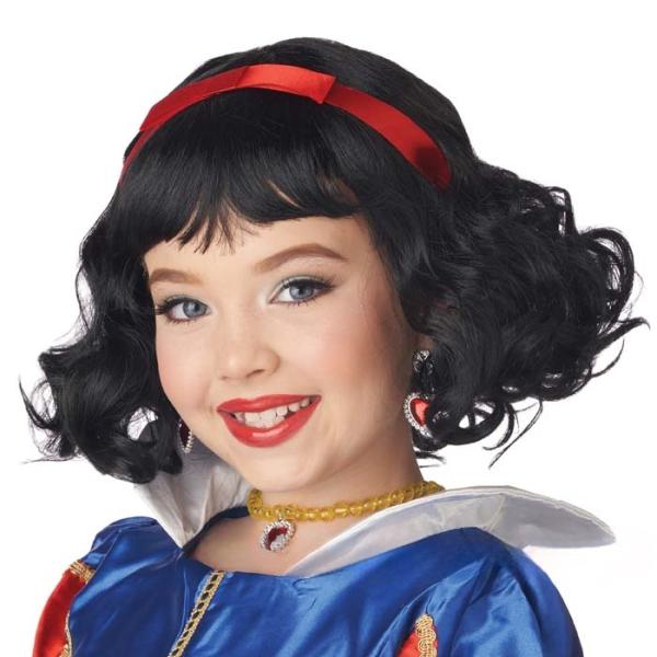 白雪姫風 ウィッグ 子供用 コスプレ かつら ボブ 黒髪 プリンセス 仮装