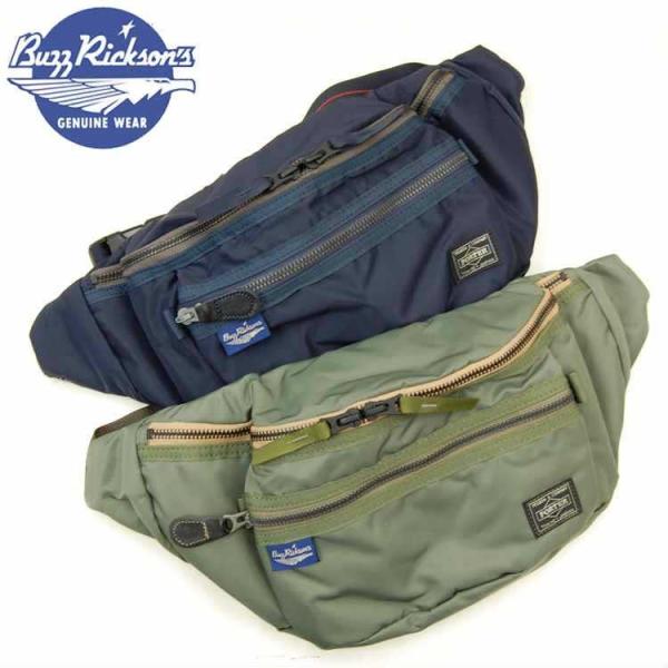 極美品　バズリクソンズ　ポーター　ウエストバッグ　ネイビー　日本製 br02615-128_2.jpg