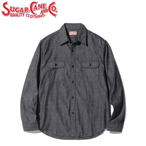 シュガーケーン SC29159 ブラック シャンブレー ワーク シャツ / SUGAR CANE BLACK CHAMBRAY WORK SHIRT