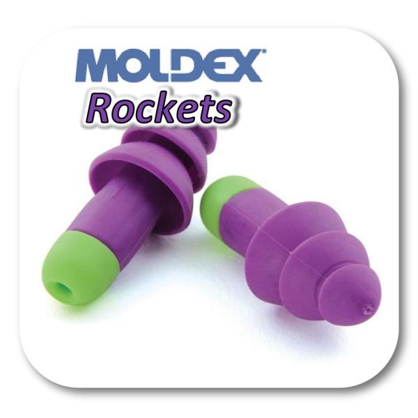 [商品名] MOLDEX Rockets モルデックス ロケット[数量] 1ペア※商品は1ペア(2個)ごとケースに入っています。[遮音値] NRR 27dB (33dBが最高値)〜スタッフレビュー〜取り扱いがしやすいように根元は固いですが挿...