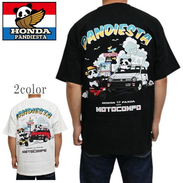 HONDA×PANDIESTA シティとモトコンポ ポケット半袖Tシャツ PANDIESTA JAPAN 585504 パンディエスタジャパン パンダ ホンダ americanbass_585504