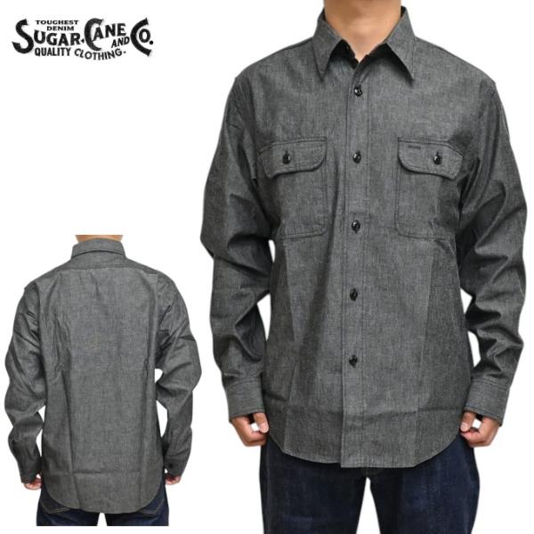 シュガーケーン SUGAR CANE SC29159 長袖シャツ ブラックシャンブレー ワークシャツ 定番 日本製 メンズ