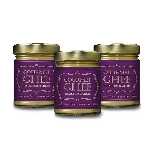 【送料無料お得な3個セット】レインボーファームズ グルメ・ギーバター ガーリック味 266ml Rainbow Farms Gourmet Ghee Butter Roasted Garlic 9oz