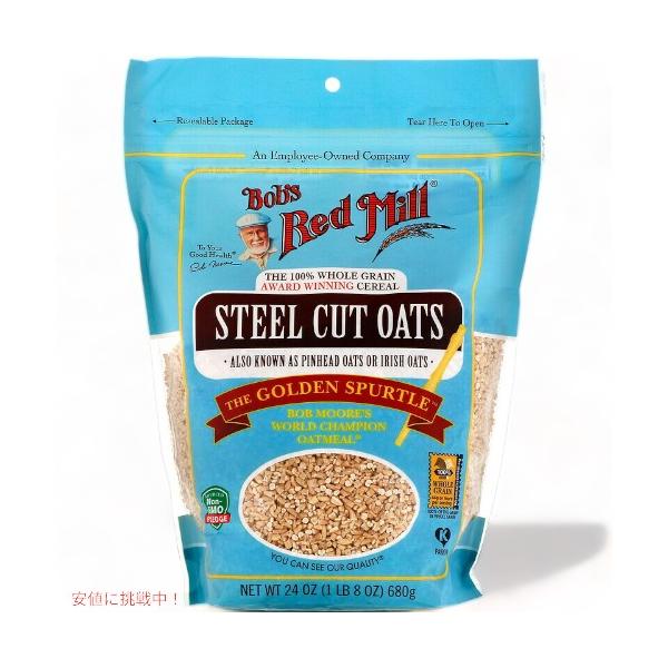 【並行輸入品】Bob's Red Mill Steel Cut Oats, Whole Grain 24oz / ボブズレッドミル スチールカット ロールドオーツ 全粒 オートミール オーツ麦 680g