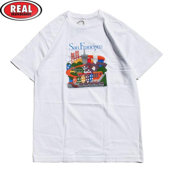 REAL SKATEBOARDS SF TRAVEL S/S T-SHIRTS WHITE リアル スケート