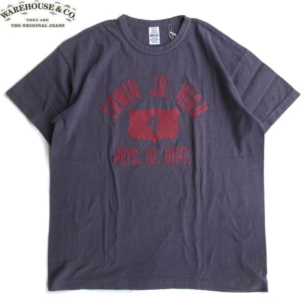 WAREHOUSE ＆CO. 2ND HAND 4064 ERWIN JR. HIGH S/S T SHIRT NAVY ウェアハウス カンパニー 半袖 プリント Tシャツ ネイビー メンズ レディース 日本製