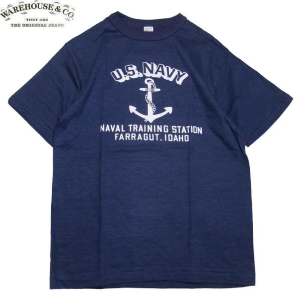 WAREHOUSE ＆CO. 4601 U.S. NAVY S/S T SHIRT NAVY  ウェアハウス カンパニー 半袖 プリント Tシャツ ナスコン ネイビー メンズ レディース