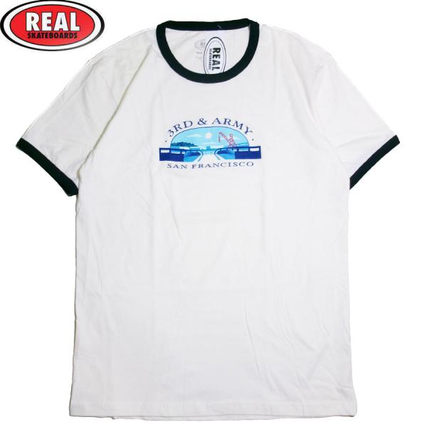 REAL 3RD&ARMY S/S RINGER T-SHIRTS NATURAL / MIDNIGHT NAVY リアル スケートボード 半袖 リンガー Tシャツ スケート メンズ ナチュラル / ネイビー