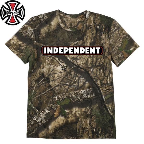 INDEPENDENT TRUCK BAR LOGO REALTREE APX S/S T-SHIRTS BLACK インディペンデント トラック ア バーロゴ 半袖 Tシャツ リアルツリー カモフラージュ メンズ