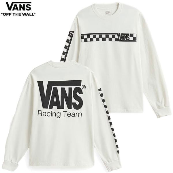 VANS RACING L/S T-SHIRT Marshmallow VN000X2BFS8 バンズ レーシング 長袖 Tシャツ メンズ レディース マシュマロ