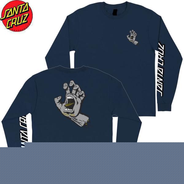 SANTA CRUZ SCREAMING HAND L/S TEE NAVY/GREY/GOLD サンタクルーズ スクリーミングハンド 長袖 Tシャツ ロンT ネイビー メンズ スケートボード